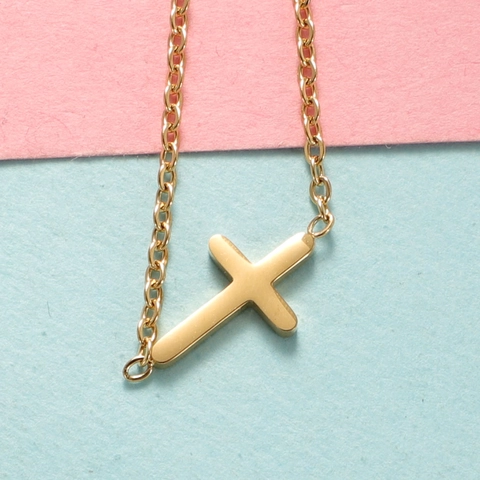 Edelstahl Halskette Mit 18K Vergoldetem Nordstern Herz Kreuz Anhänger Mode Schmuck Geschenk Für Damen Und Herren