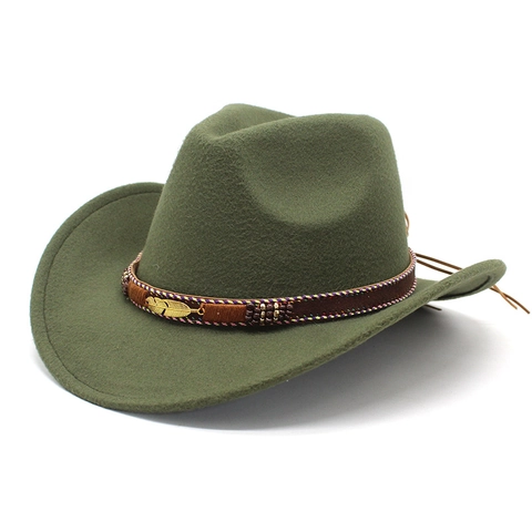 Western Cowboy Hut Wollfilz Metallfeder Perlenband Retro Ethnisch Breiter Rand Fedora Für Herren Damen