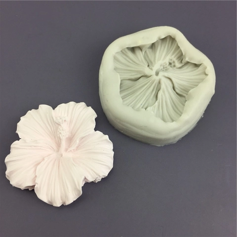 Hibiskusblüte Silikonform 5-Blütenblätter DIY Fondant Schokolade Tortendekoration Backwerkzeug Grau