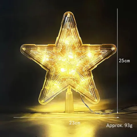 Christmas Tree Topper Star Lighted LED Glowing Plastic Acrylic Transparent Battery Operated Holiday Decoration Home Ornament
