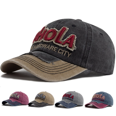 Gorra De Béisbol De Algodón Lavado Vintage Para Hombres Mujeres Bloque De Color Bordado Protección Solar Al Aire Libre