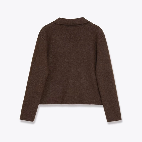 Women Casual Lapel Knitted Cardigan Jacket Solid Coffee Button Front Long Sleeve Sweater Coat With Pockets Vintage Style