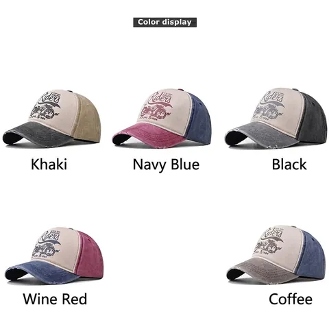 Cappello Da Baseball In Cotone Lavato Distressed Retro Stampa Moto Regolabile Berretto Da Sole All'aperto