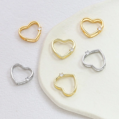 Herz Anhänger Kupfer Pendants Gold Vergoldet Mit Zirkonia Für DIY Schmuckherstellung Hohl Aus Funkelndes Zubehör