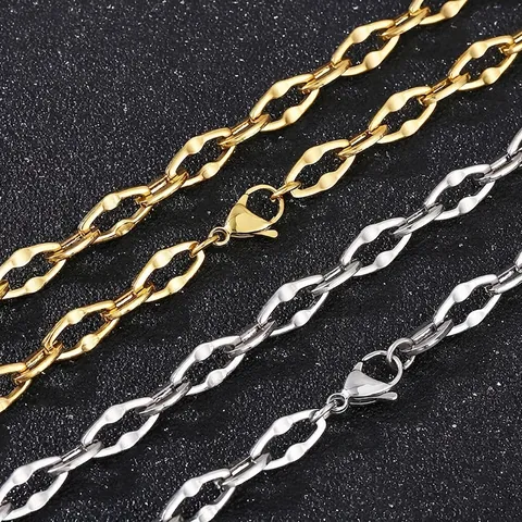 Collar De Cadena De Eslabones De Labios De Acero Inoxidable Joyería Minimalista Grano De Café Para Mujer