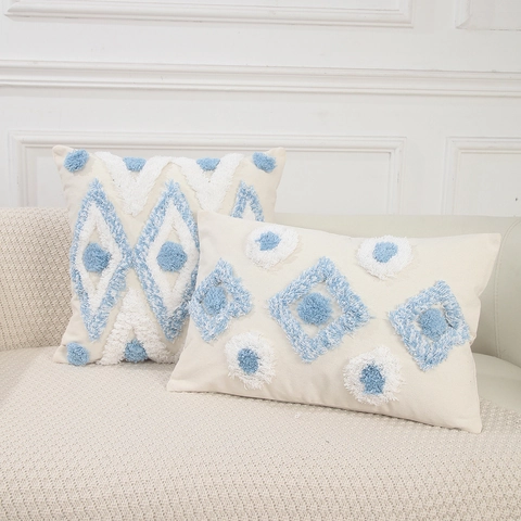 Dekorativer Dekokissenbezug Getuftetes Geometrisches Muster Mit Quasten Boho Baumwolle Leinen Kissenhülle Sofa Wohnkultur