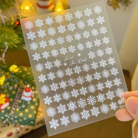 Snowflake Christmas Nail Art Stickers Embossed Self Adhesive Winter Decoration DIY Manicure Decals