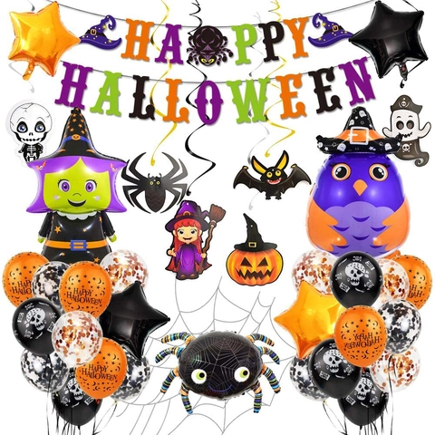 Banner Halloween E Decorazioni A Spirale Appese Carta Cartoncino Forniture Per Feste Tema Casa Stregata Fantasma