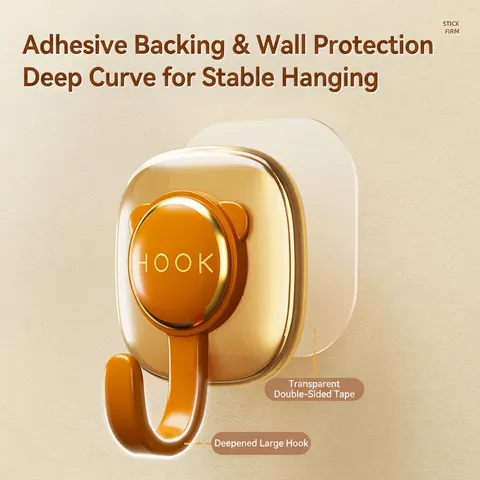 Decorative Wall Hooks Punch Free Strong Adhesive Non Marking Waterproof Plastic Storage Rack For Kitchen Bathroom Home