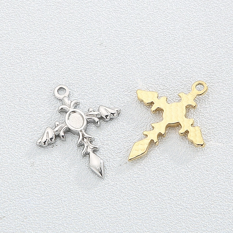 Ciondolo A Croce Ali D'angelo Spada Acciaio Inossidabile Vintage Gotico Charm Per DIY Collana Creazione Gioielli