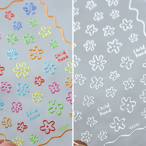 Pegatinas Para Uñas 5D Relieve 3D Autoadhesivas Calcomanías Flores Para Decoración Manicura Estilo Infancia