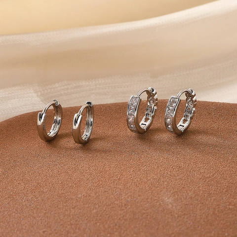 Geometrische Runde Creolen Kupfer Mit Zirkonia Und Stahlstecker Einfache Minimalistische Mode Für Frauen