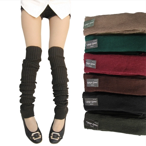 Calentadores de Punto Acrílico de Invierno para Mujer por Encima de la Rodilla de Canalé de Color Sólido para el Calor al Aire Libre Accesorios de Moda