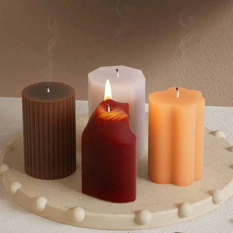 Geometric Silicone Mold For DIY Aromatherapy Candle Hexagon Cylinder Striped Heart Shape Soap Resin Plaster Crafting Decor