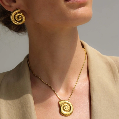 French Vintage Spiral Stainless Steel Earrings And Ring High End Geometric Polished Retro Style Jewelry For Women