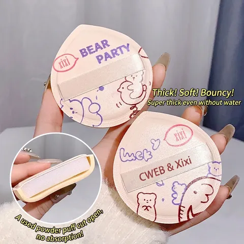 Soft Makeup Sponge Puff Hydrophilic Non Latex Dry Wet Dual Use Cartoon Bear Motif Flawless Base Makeup Applicator