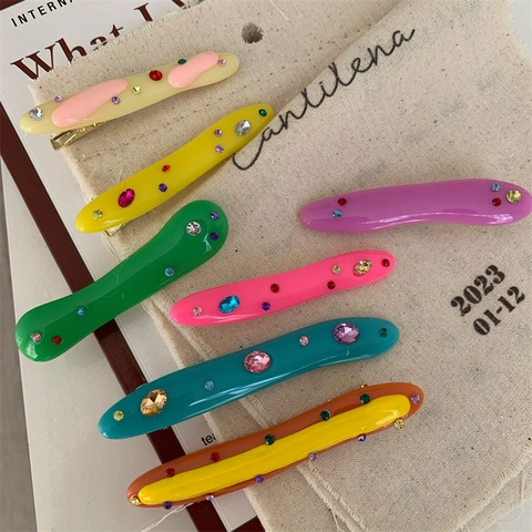 Acryl Strass Haarklammer Unregelmäßige Entenschnabel Clip Bunte Koreanische Stil Mode Haar Accessoires Für Frauen Mädchen