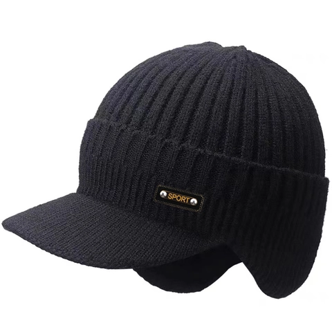 Heren Gebreide Beanie Muts Winter Dik Warm Oorbescherming Vizier Buiten Acryl Wolmix