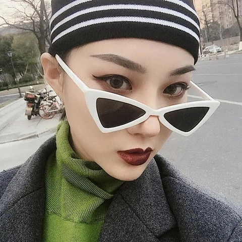 Mode Dreieck Cat Eye Sonnenbrille Retro Geometrische PC Rahmen Harzlinse UV Schutz Brille Für Herren Damen