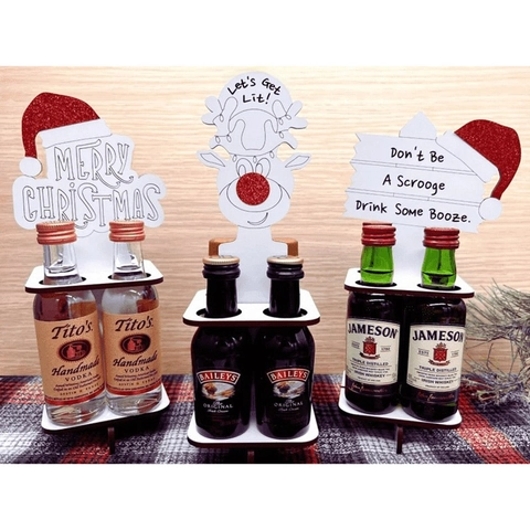 Mini Porta Bottiglie Di Vino Di Natale In Legno Renna Cappello Di Babbo Natale Porta Liquori Decorativo Tavolo Regalo Di Festa