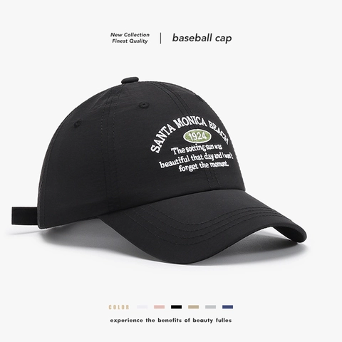Cappello Da Baseball Ricamato Santa Monica Beach 1924 Asciugatura Rapida Traspirante Poliestere Regolabile Unisex Sole