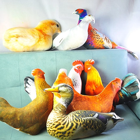 Realistisch 3D Vogel Pluche Kussen Simulatie Kip Haan Eend Zacht Dierlijk Kussen Home Sofa Decor