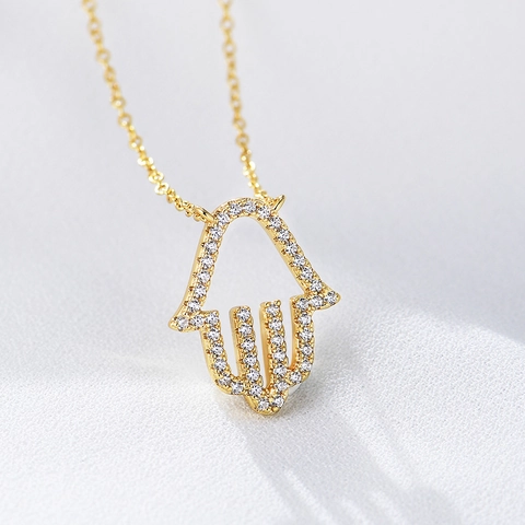 925 Sterlingsilber Hand Der Fatima Anhänger Halskette Für Damen Hohl Geschnitten Schmuck Gold Silber Galvanisiert Mit Zirkonia Geschenk