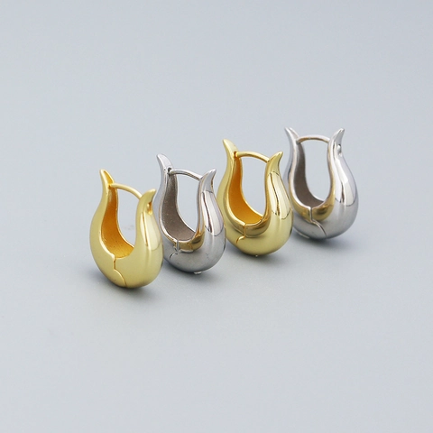 Orecchini A Cerchio Huggie Minimalisti Francesi In Argento Sterling 925 Geometrici A Forma Di U Gioielli Versatili Per Donna