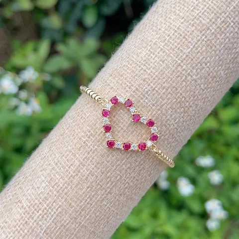 Heart Bracelet Copper 18K Gold Plated Colorful AAA+ Zircon Adjustable Slider Clasp Dainty Jewelry For Women Gift