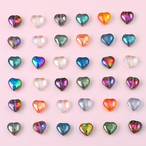 Perline di Cristallo di Vetro Iridescenti a Forma di Cuore Sfumatura Colorata Materiali per Gioielli DIY per Bracciali Collane