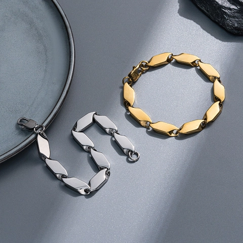 Pulsera De Cadena De Acero Inoxidable Hip Hop Punk Estilo Industrial Eslabones Geométricos Para Hombres Mujeres Joyas