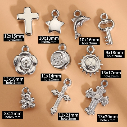 Ciondoli Argentati Per Creazione Gioielli DIY Stile Y2K Pendenti Croce Cuore Stella Orso Delfino Per Collane Braccialetti Fatti A Mano