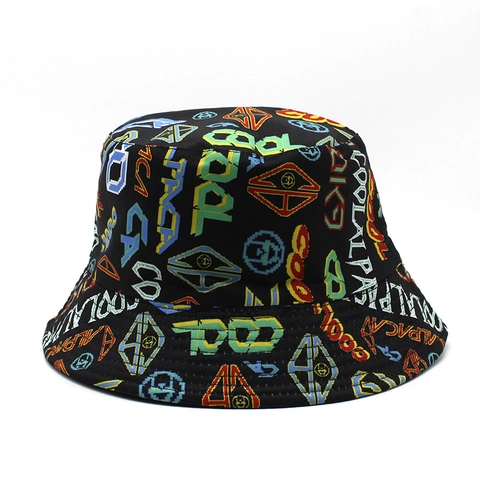 Bucket Hat Baumwolle Polyester Street Graffiti Tropischer Druck Sonnenschutz Faltbare Fischerhut Für Herren Damen