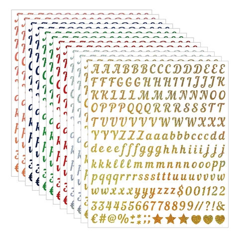 Glitter Letter Number Stickers Vinyl Waterproof Decal For Scrapbooking Water Bottle Mailbox DIY Decoration Small