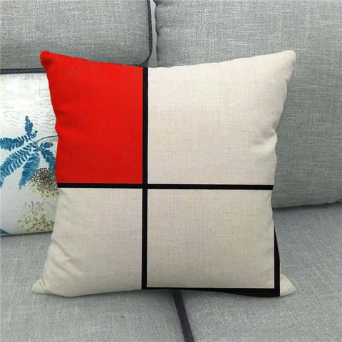 Abstract Geometric Color Block Linen Cushion Cover Square Throw Pillowcase For Sofa Living Room Home Decor
