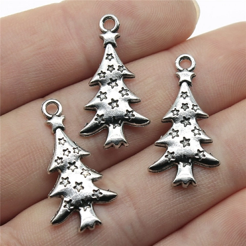 Kerstboom Hangers Legering Metaal Sterrenpatroon Voor Sieraden Maken DIY Charms Antiek Brons Zilver Retro