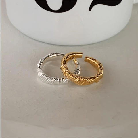 Knotted Ring 925 Sterling Silver Twisted Rope Spiral Texture Adjustable Open Band Minimalist Vintage Jewelry Women