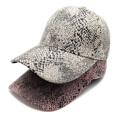 Schlangenmuster Baseball Kappe PU Leder Geprägt Tierdruck Streetwear Mode Hut Für Männer Frauen Verstellbare Metallschnalle
