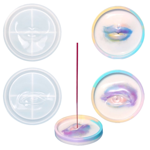 Incense Burner Tray Silicone Mold For DIY Resin Casting Eye And Lip Shape Craft Home Decor