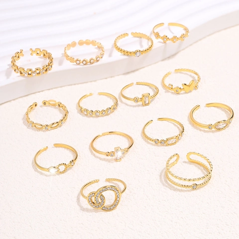 Fashion Butterfly Open Rings For Women Stainless Steel Zircon Adjustable Geometric Minimalist Jewelry Elegant