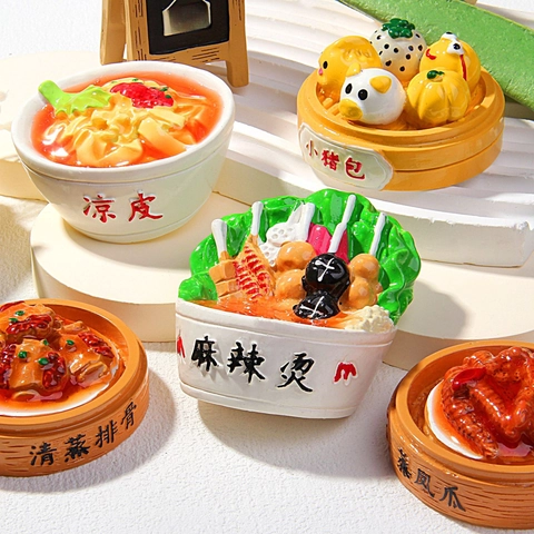 Imán de Nevera 3D Simulación Comida China Resina Miniatura Carne Verduras Plato Pegatina de Frigorífico Decoración del Hogar Regalo