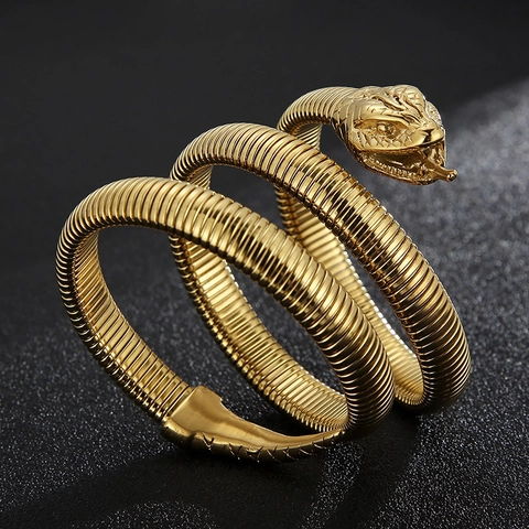 Snake Wrap Bracelet 316L Stainless Steel Spiral Coil Bangle Multi Layer Punk Style Jewelry For Women Men