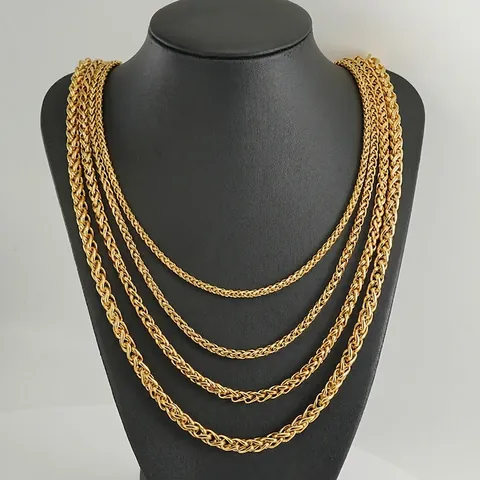 Collar De Cadena De Quilla De Acero Inoxidable Chapado En Oro De 18K Cadena De Trigo Joyería Hip Hop Para Hombres Mujeres