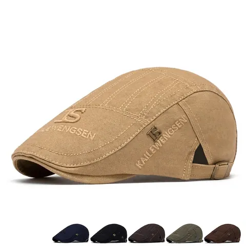 British Retro Ivy Cap Cotton Adjustable Flat Cap Breathable Sun Protection Outdoor Casual Unisex Hat