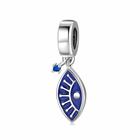 Evil Eye Charm Bead 925 Sterling Silber Blau Emaille Zirkonia Schutz Anhänger Schmuck Geschenk Für Damen