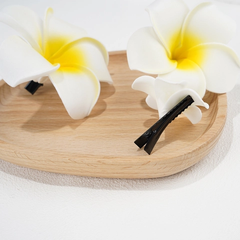 Fermagli Per Capelli Fiore Di Plumeria Frangipani Hawaiiano Schiuma Estate Spiaggia Tropicale Dolce Accessorio Donne