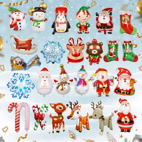 Palloncini In Alluminio Di Natale Riutilizzabili Autosigillanti Forma Babbo Natale Pupazzo Di Neve Renna Decorazione Festa