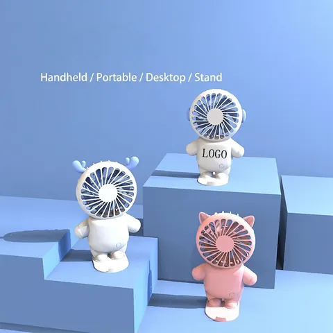 Mini Portable Handheld Fan USB Rechargeable Desktop Cooling Tool Plastic Cartoon Astronaut Shape Office Travel