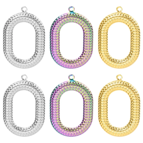 Edelstahl Oval Anhänger Mit Punkttextur Vergoldet O Buchstabe Charm Für DIY Schmuckherstellung Zubehör