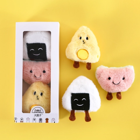 Plush Cat Toy Catnip Bell Inside Interactive Kitten Play Cartoon Food Shape Onigiri Fried Egg Soft Cute